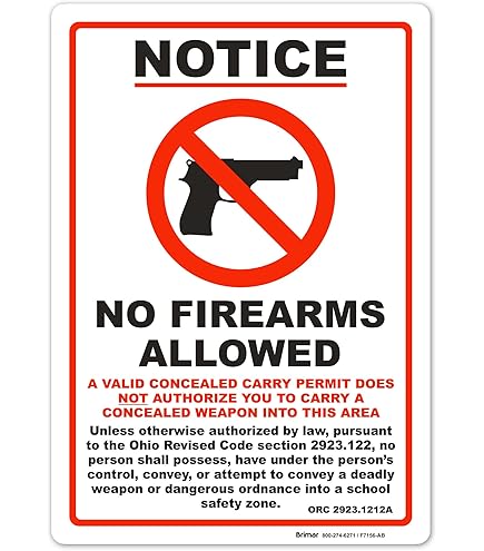 ComplianceSigns.com Ohio Illegal to Carry A Firearm Label Decal